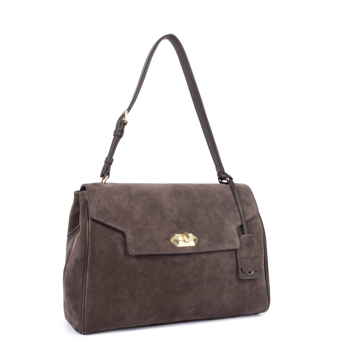 Grand sac cabas épaule SUÈDE GRACE marron, LANCASTER