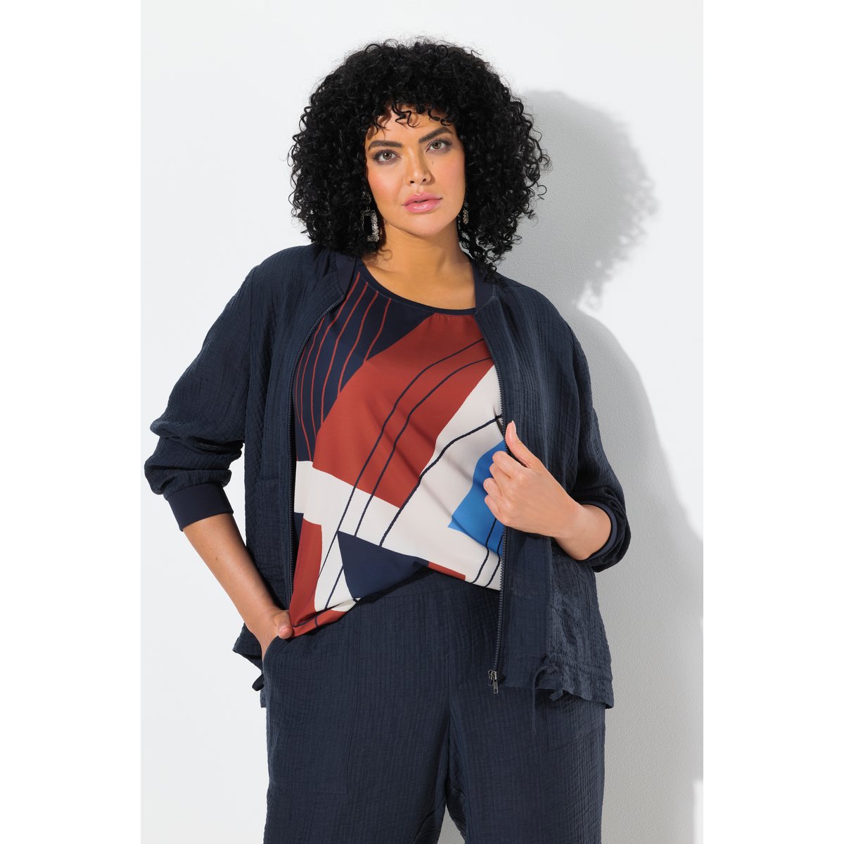 Blouson en Lyocell mélangé. Encolure style marine, ULLA POPKEN