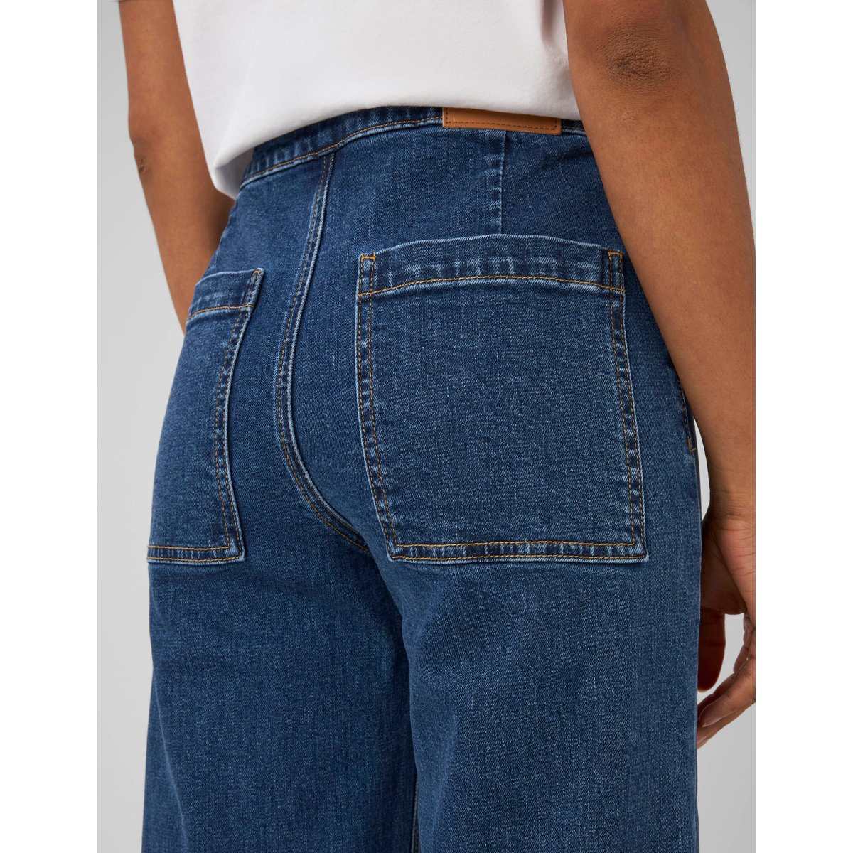 Jean wide leg boutonné bleu foncé, BZB
