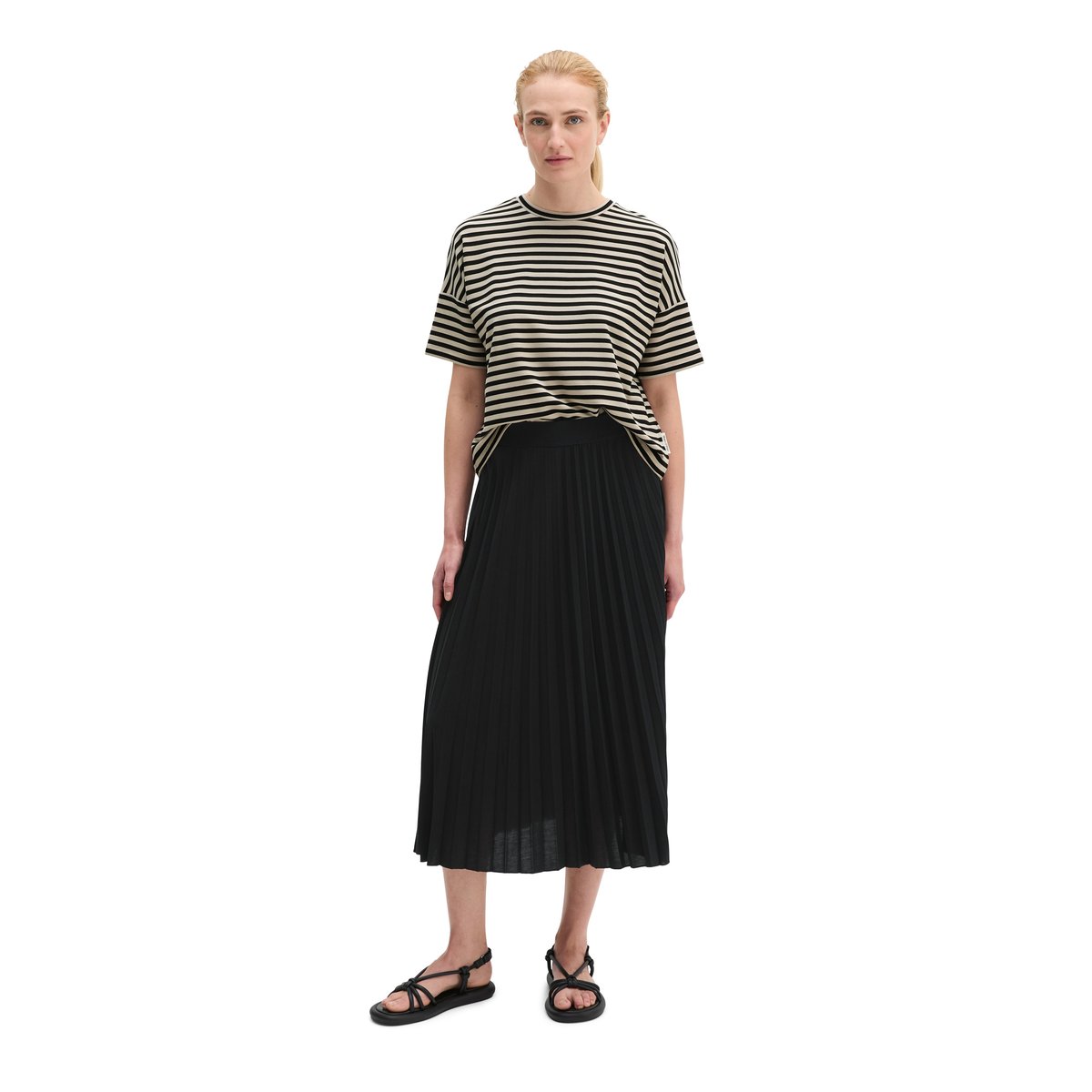 Jupe plissée en jersey évasée avec TENCEL™ Lyocell noir, MARC O'POLO