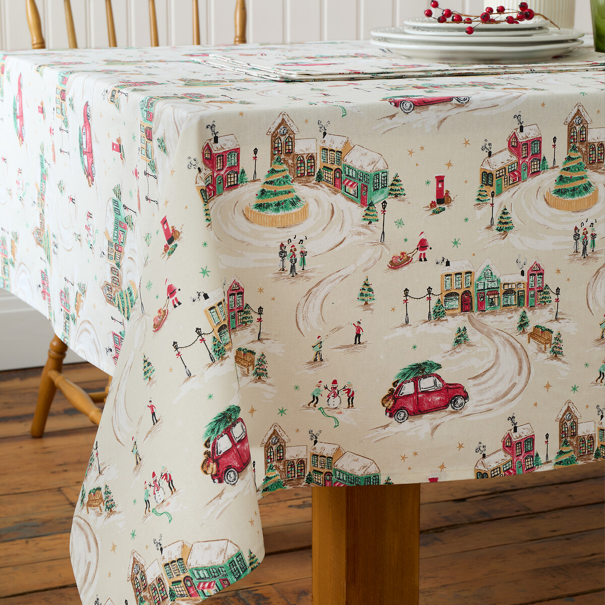 Christmas Town Cotton Table Cloth natural, CATHERINE LANSFIELD