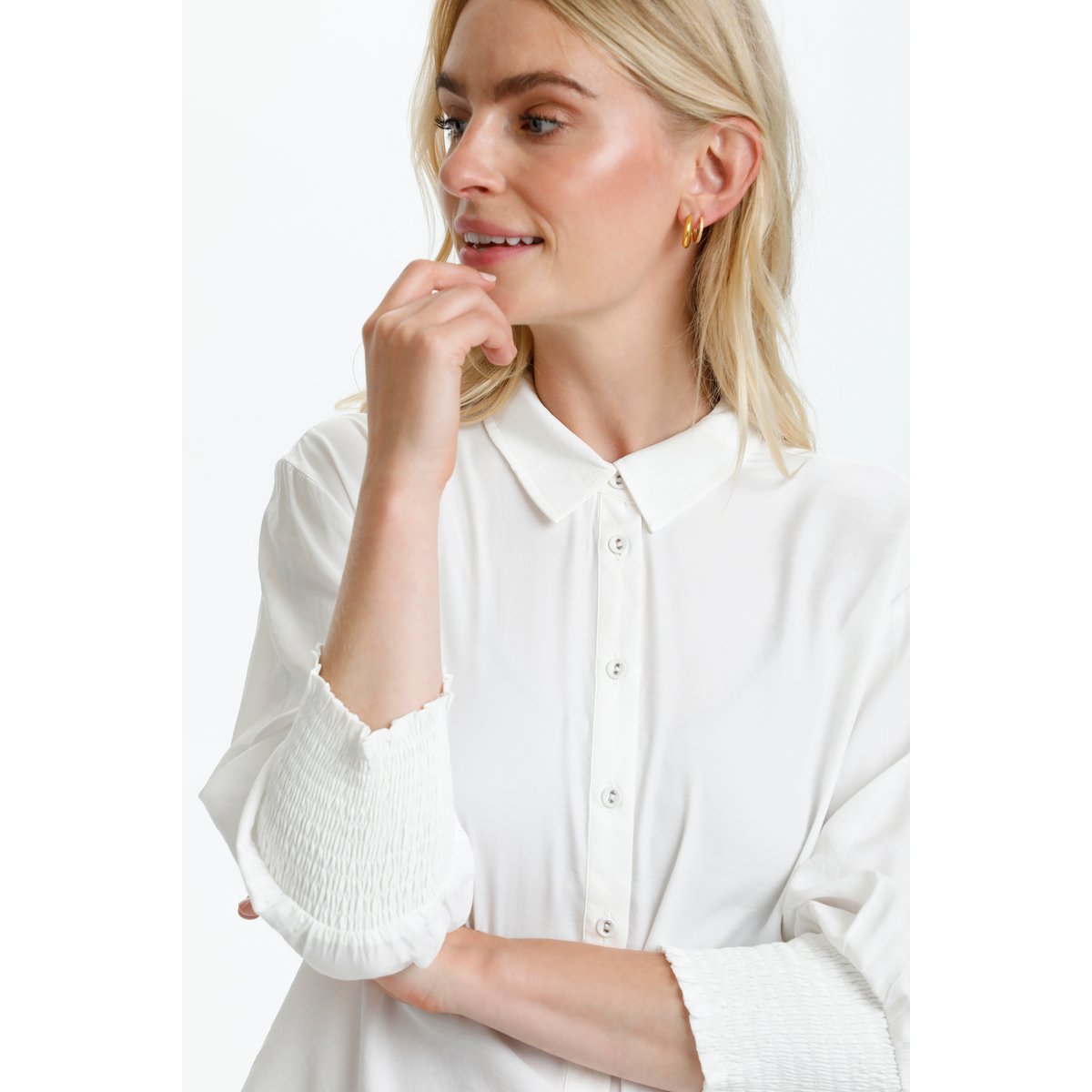 Short sleeved shirt blanc chalk, CREAM