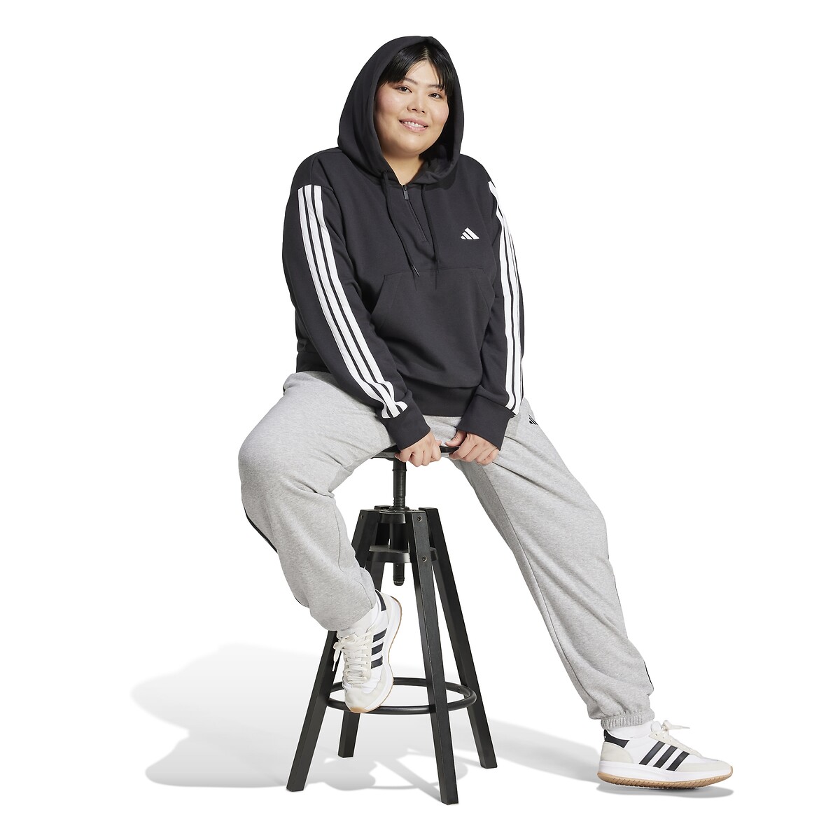 Sweat à capuche zippé Essentials 3-Stripes (Grande noir, ADIDAS SPORTSWEAR