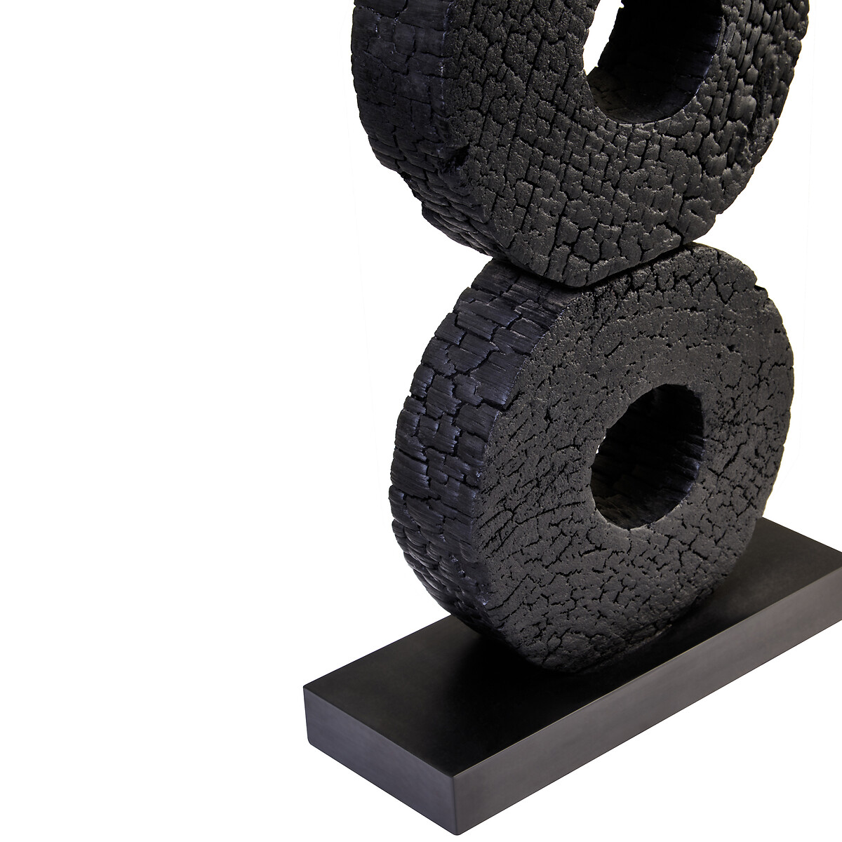 40cm Fidel Charred Black Mango Wood Log Candle Holder black, FIFTY FIVE SOUTH