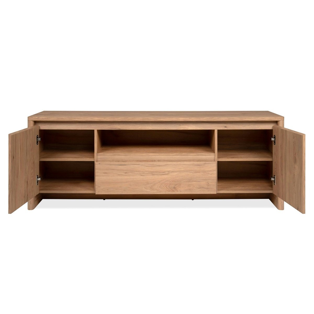 Meuble TV effet bois 2 portes 1 tiroir ALVA bois naturel, PIER IMPORT