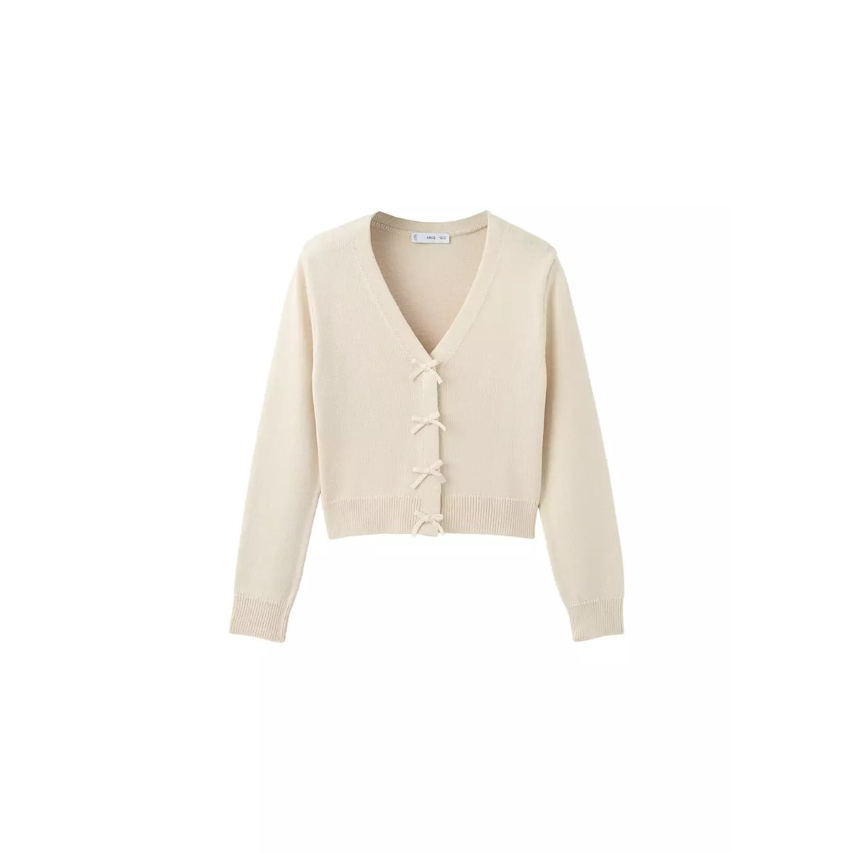 Cardigan maille nœuds écru, MANGO