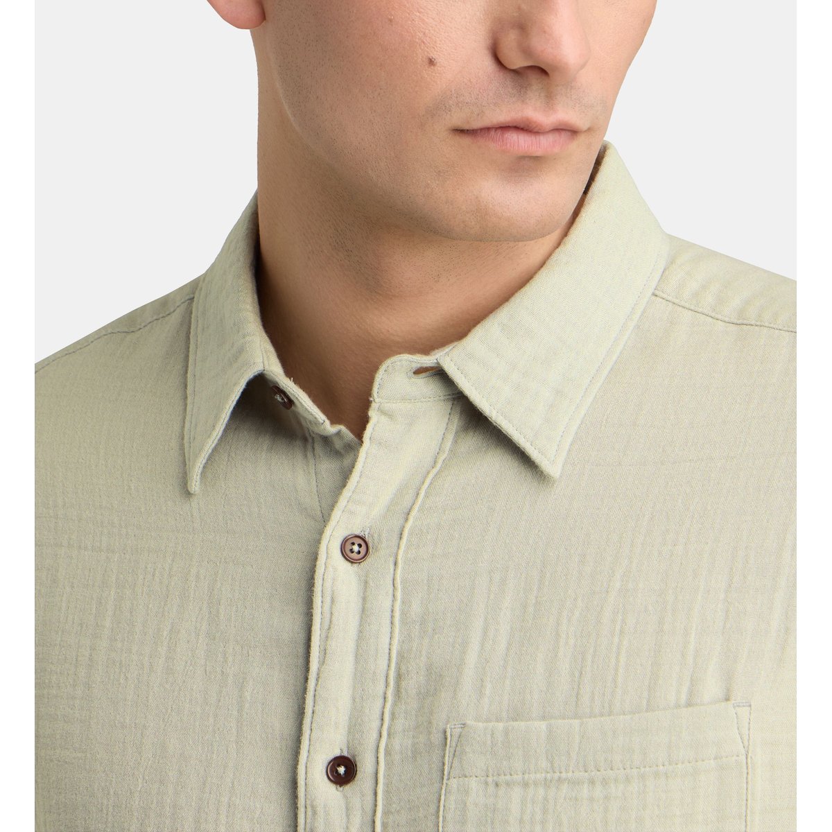 Chemise sirvoil en coton vert, GALERIES LAFAYETTE