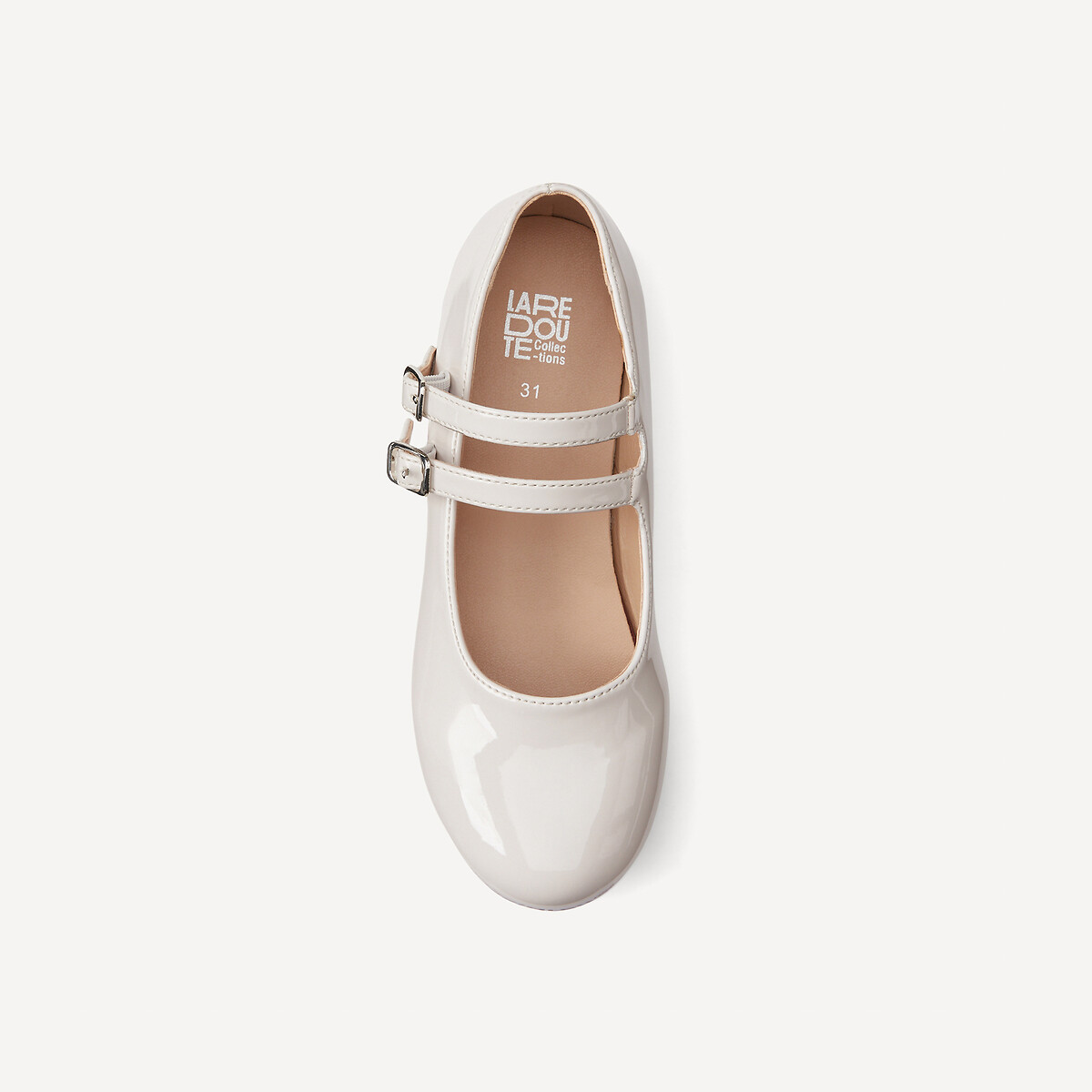 Ballerine verniciate a doppia cinghia crema, LA REDOUTE COLLECTIONS