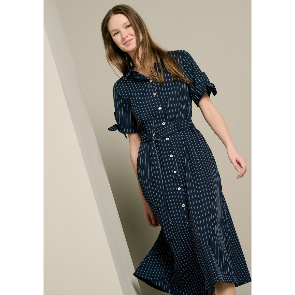 Robe chemise rayée bleu marine, LOLALIZA