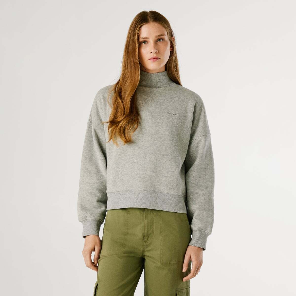 Sweat À Col Côtelé Avec Logo gris, PEPE JEANS