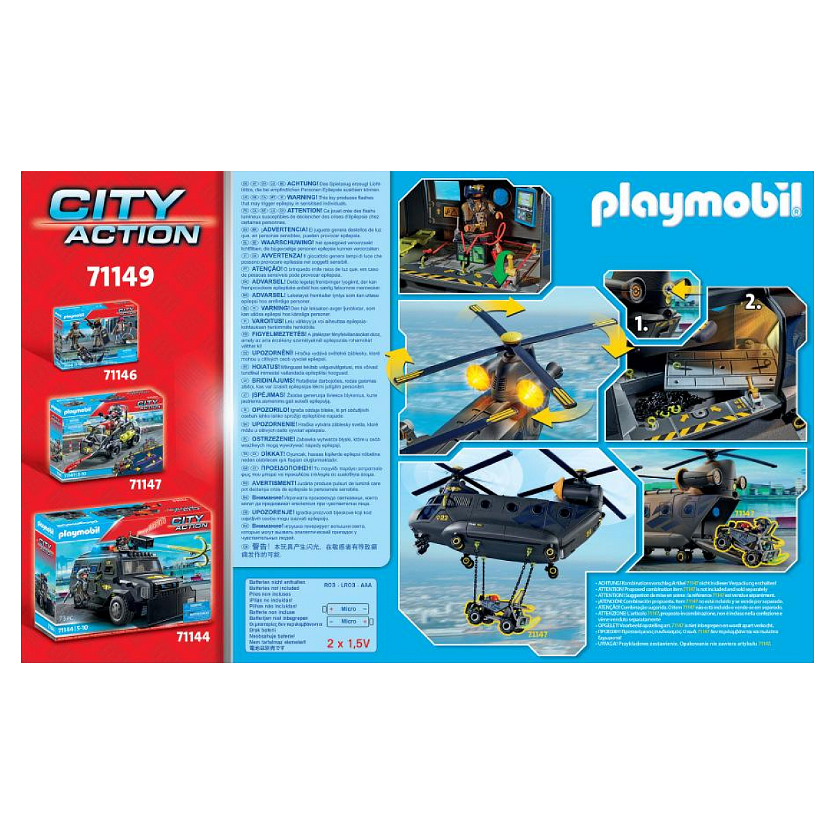 City Action Hélicoptère de transport des forces spéciales multicolore, PLAYMOBIL