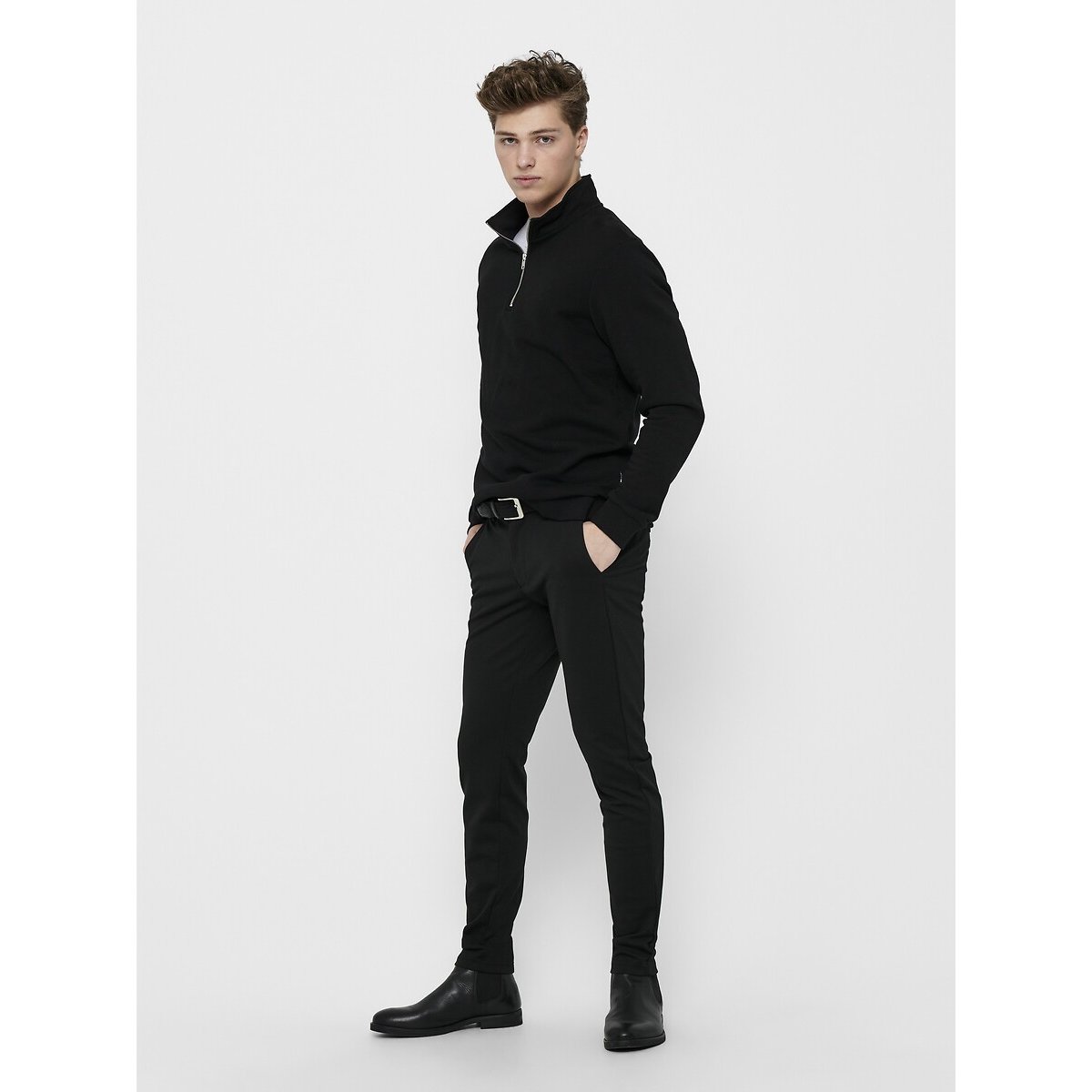 Sweat demi-zippé noir, ONLY & SONS