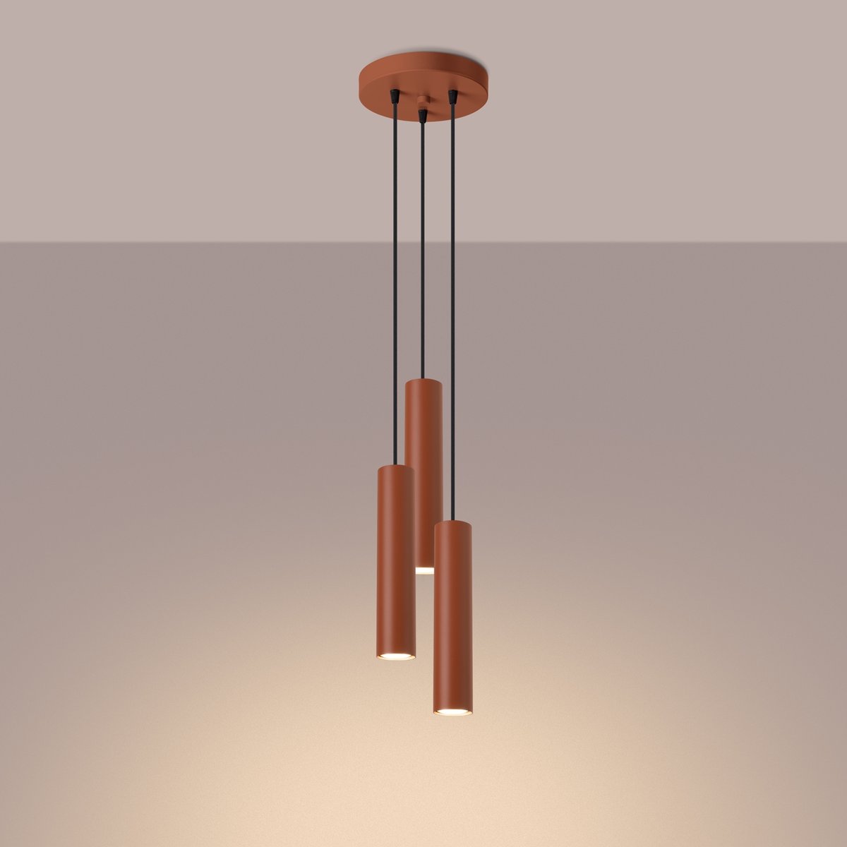 Suspension Acier Ocre Rouge GU10 3 Lagos rouge, EDEN