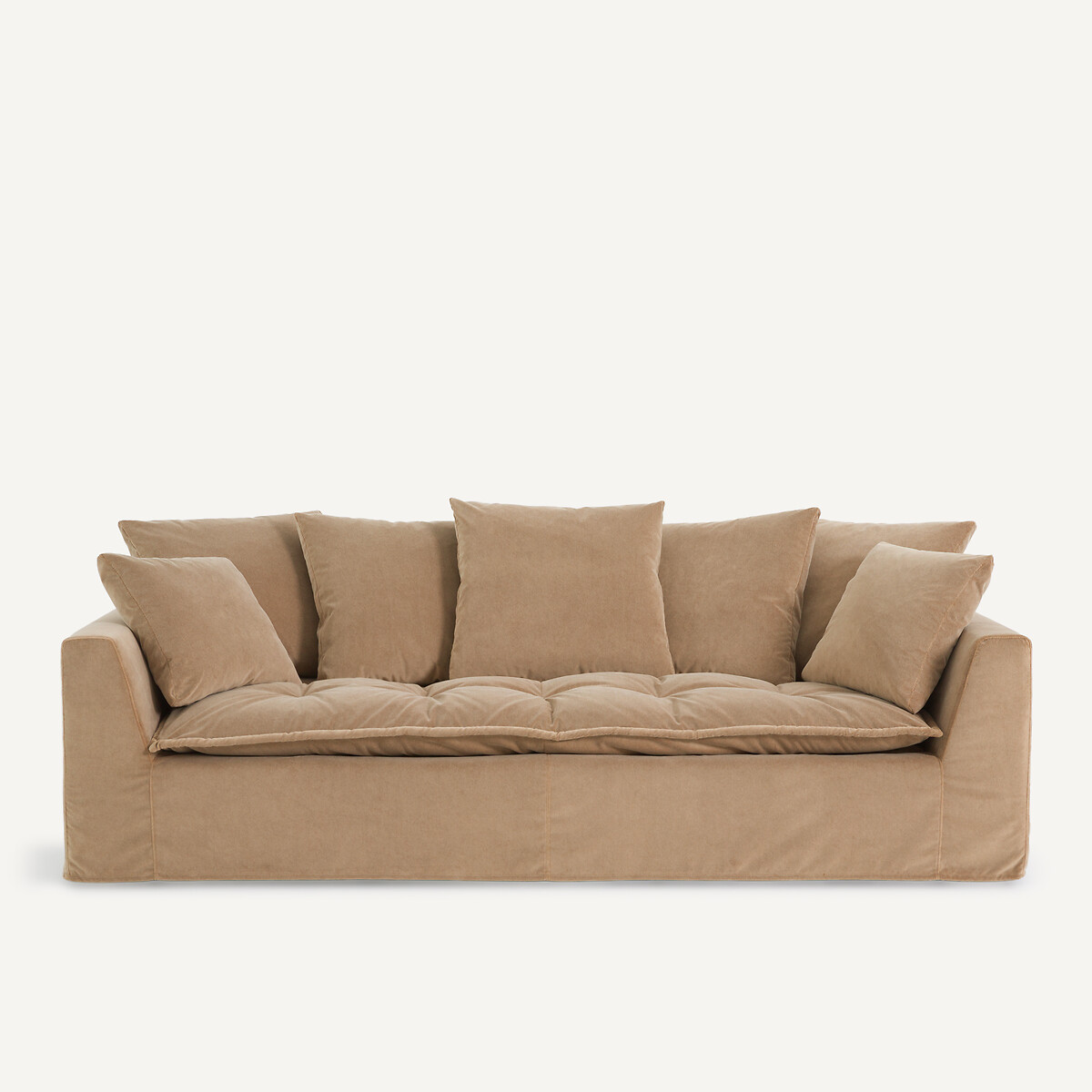 Canapé en velours stonewashed, OTAVIA ficelle, AM.PM