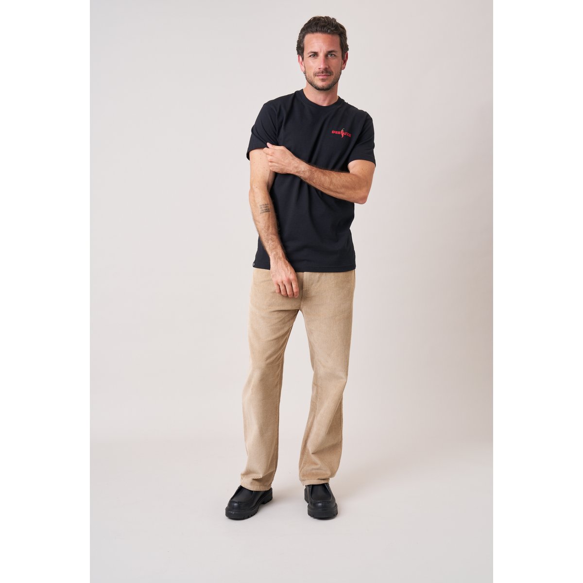 T-shirt loose homme en coton imprimé piment SPICY noir, DEELUXE