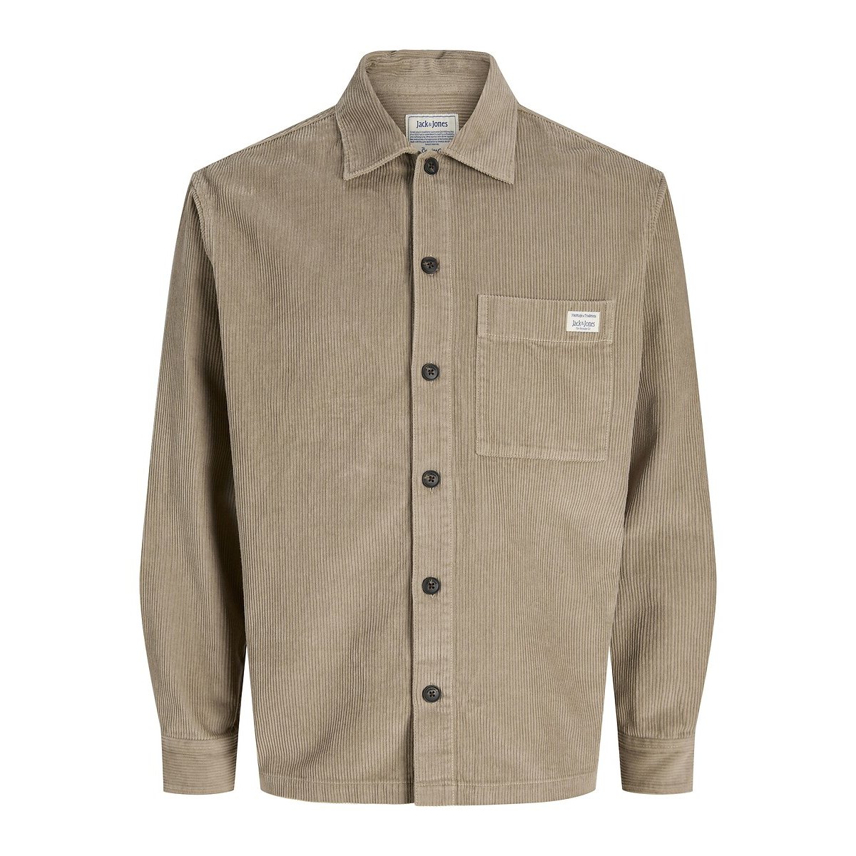 Surchemise droite, manches longues beige, JACK & JONES