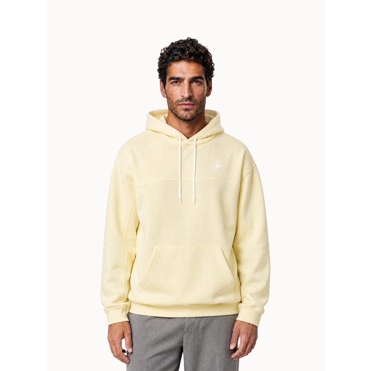 Sweat à capuche relax en molleton gratté Contemporain yellow, LE COQ SPORTIF