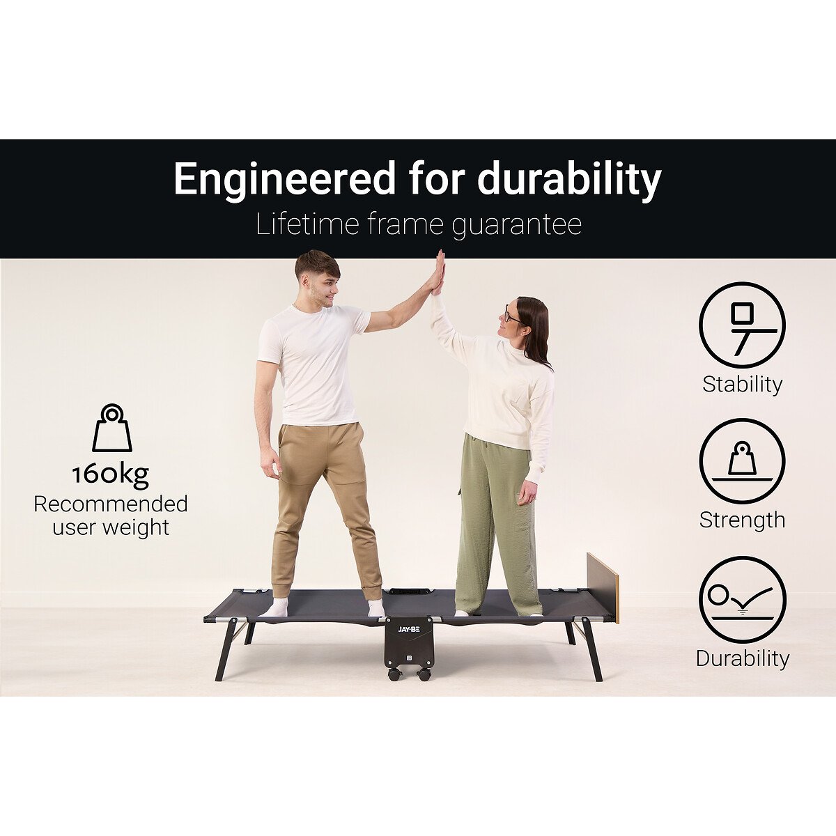 Jay-Be® Rollaway Folding Bed with e-Fibre Mattress black, JAY-BE