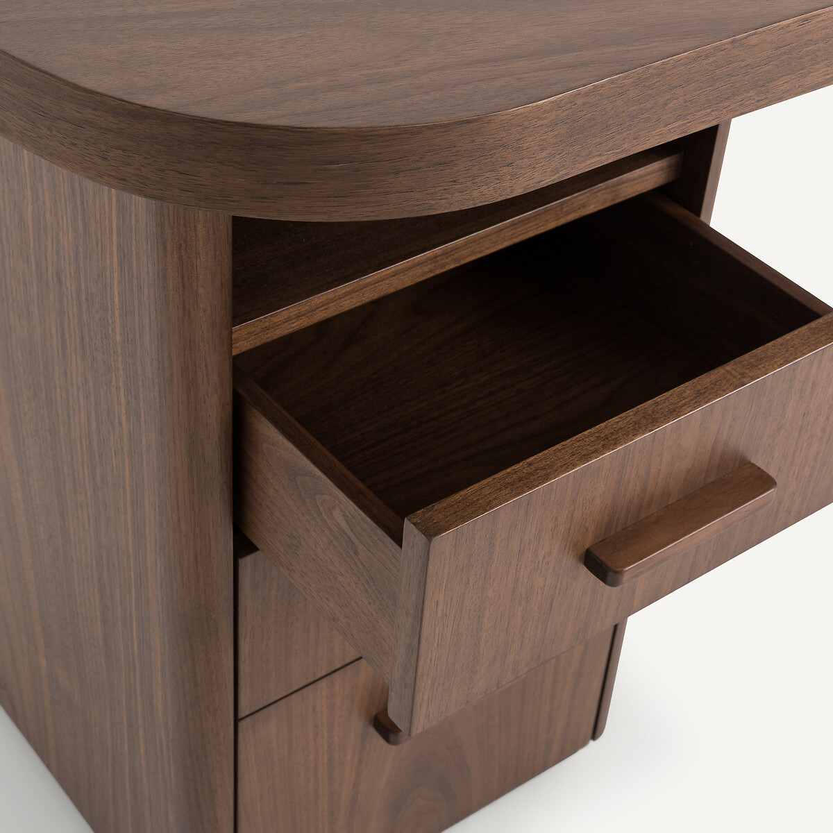 Bureau forme organique noyer et plaqué, Pali noyer, AM.PM