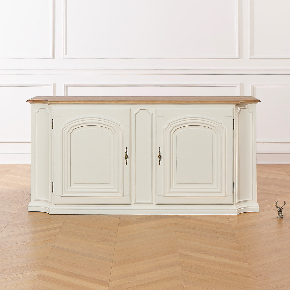 Buffet style shabby chic, plateau chêne, 2 portes ELISABETH blanc, ROBIN DES BOIS