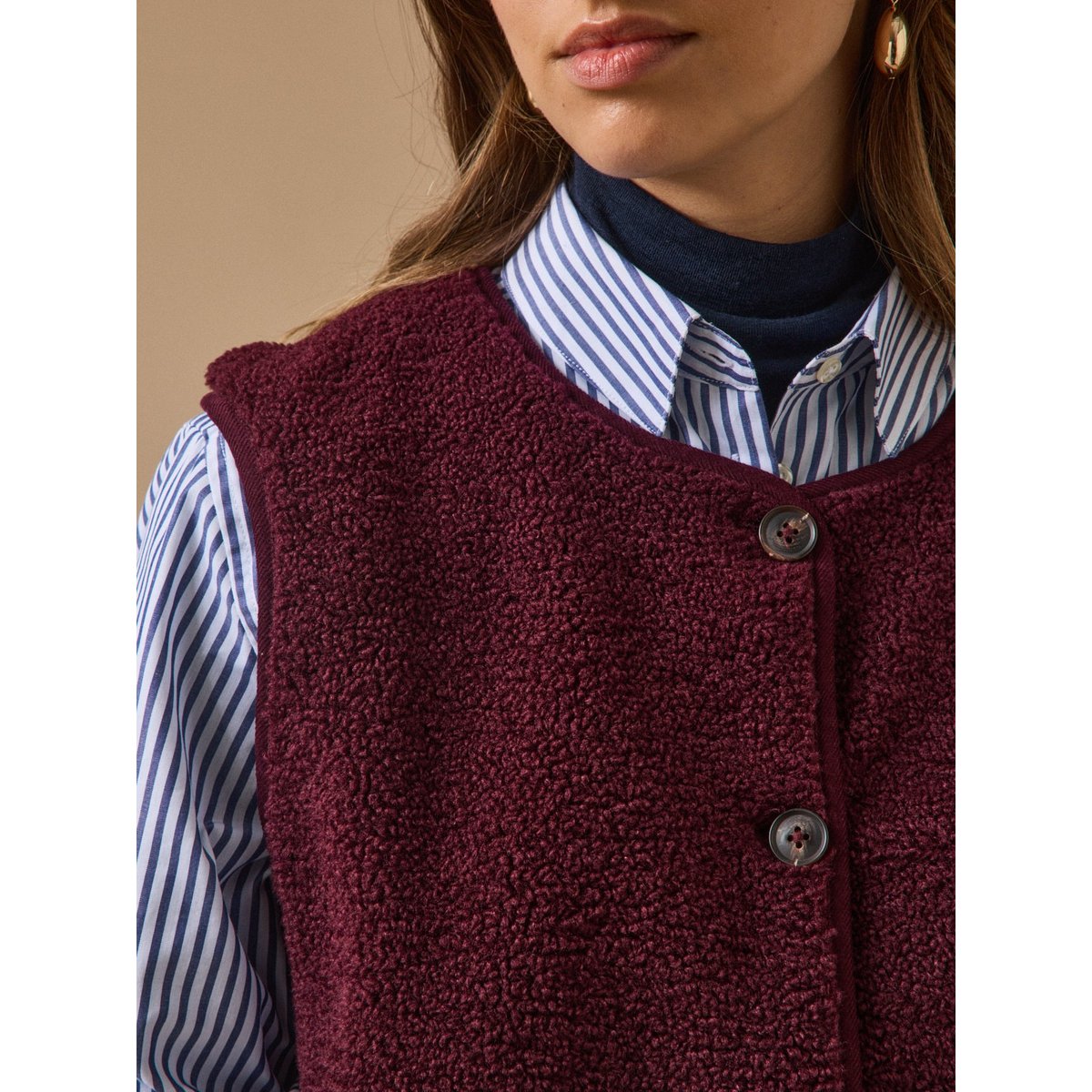 Veste sans manches en sherpa bordeaux, CYRILLUS