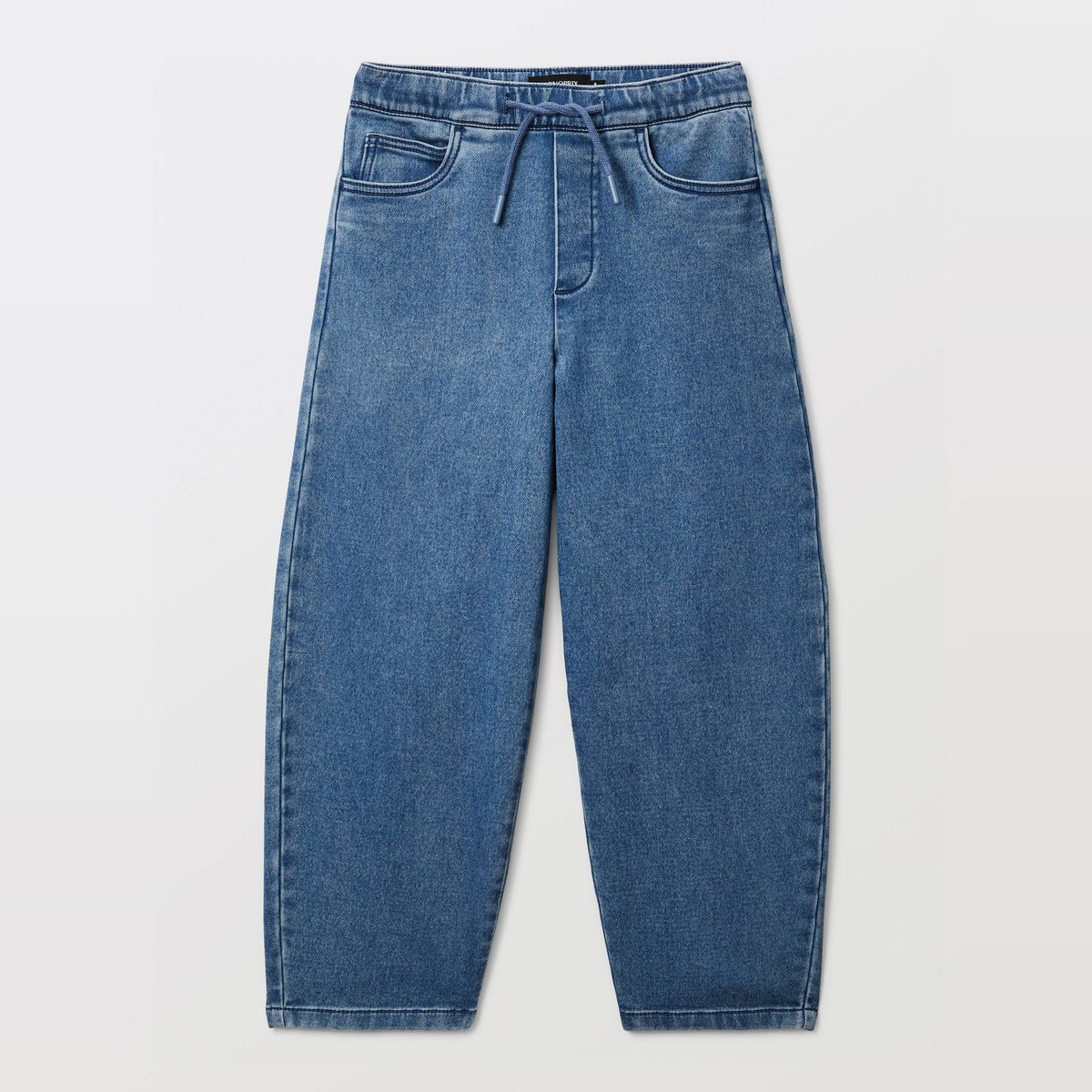 Jean droit élastiqué en coton BIO GOTS stone denim, MONOPRIX