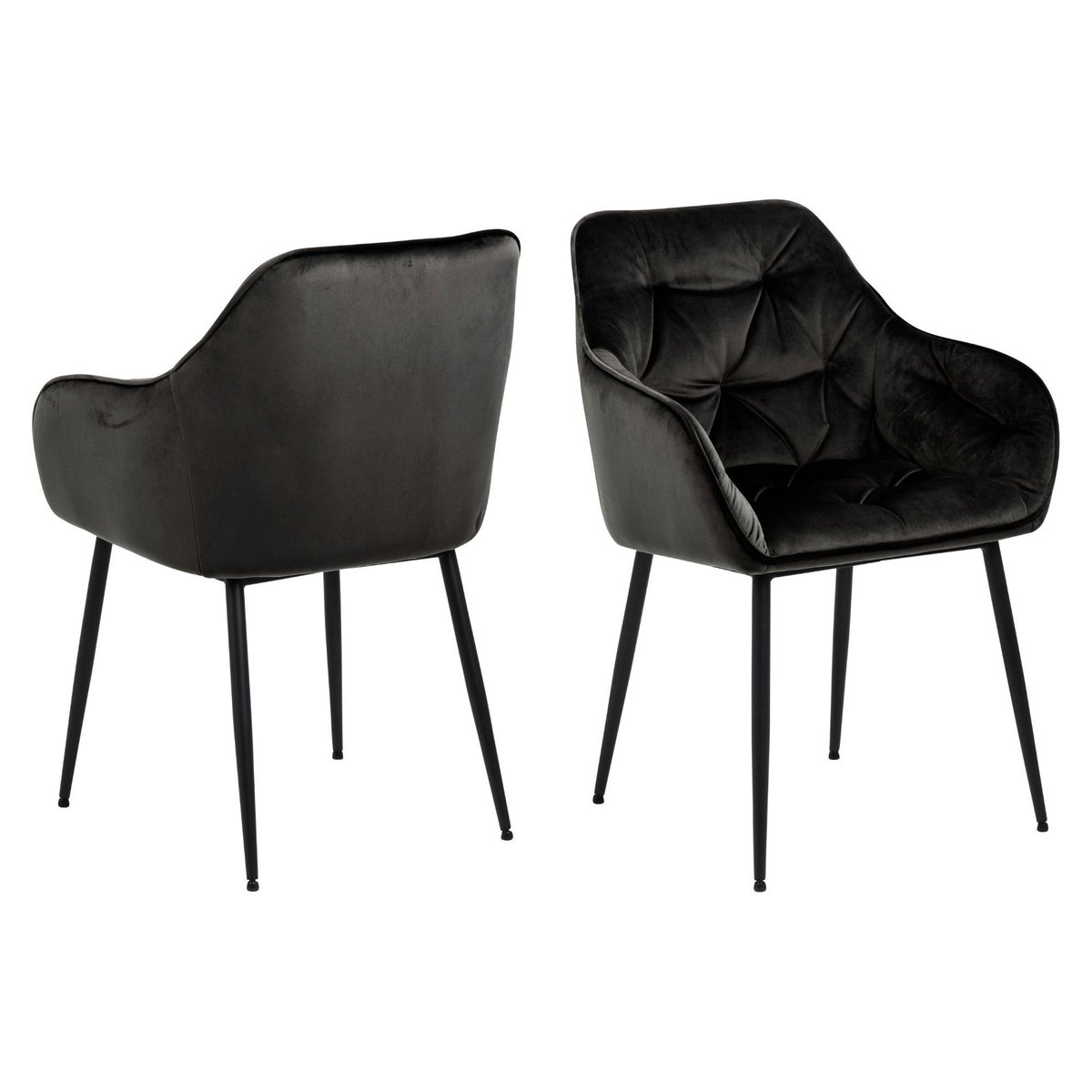 Fauteuil de salle à manger en velours et métal (lot de 2) - TERI gris marron, HELLIN, DEPUIS 1862