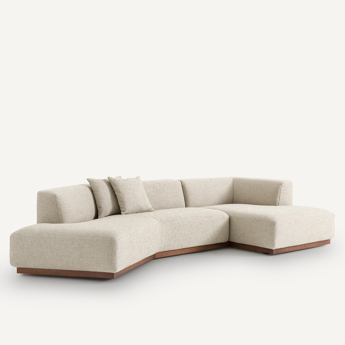 Canapé d'angle droit ouvert texturé viscose lin, Jacopo naturel, AM.PM