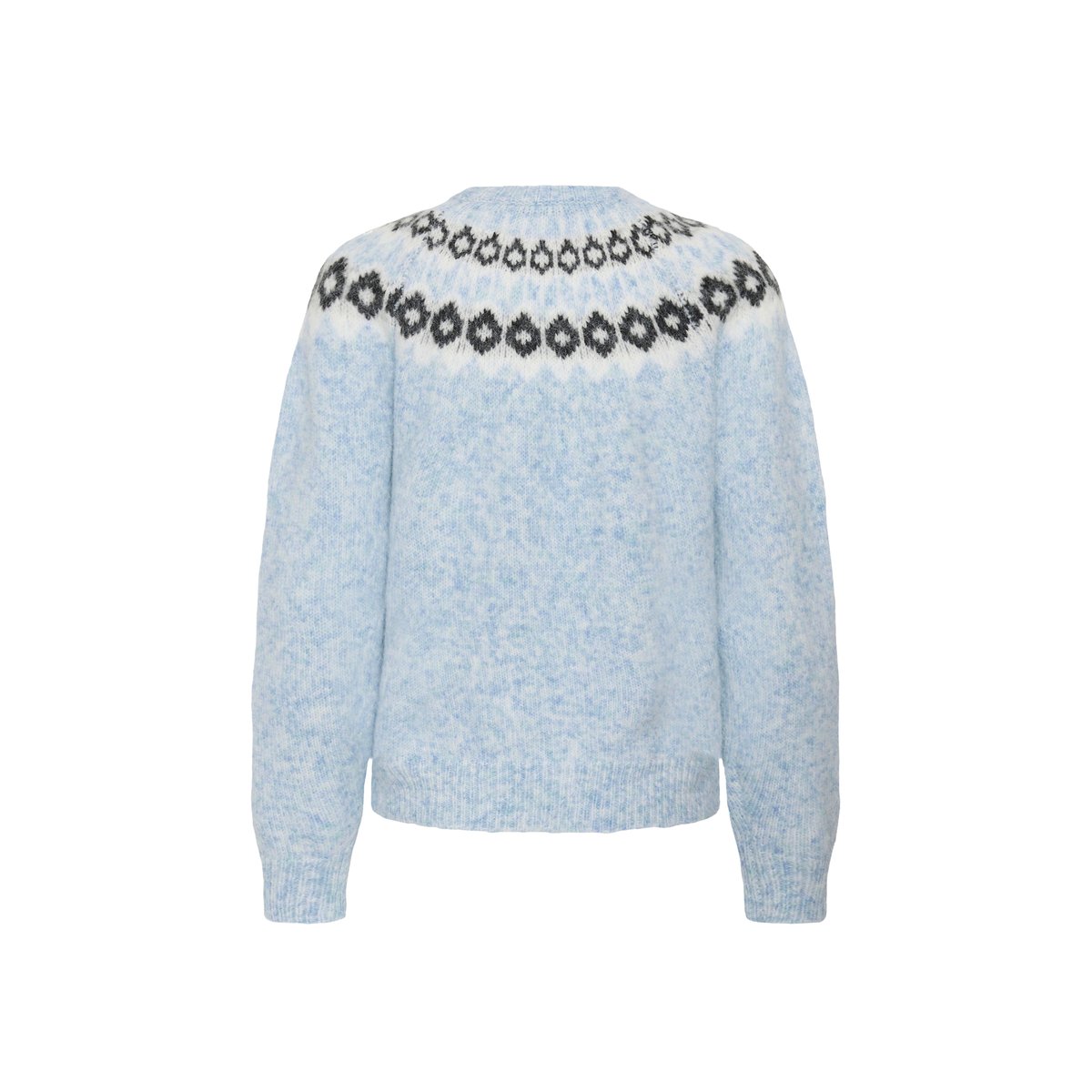 Pullover tricoté bleu blue mel. grey/chalk pattern, KAFFE