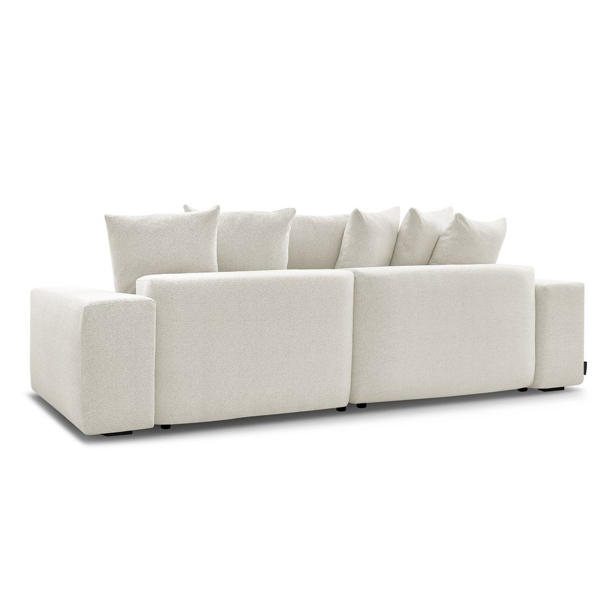 Canapé d'angle convertible 4 places en tissu chiné, VOLTAIRE blanc, BOBOCHIC