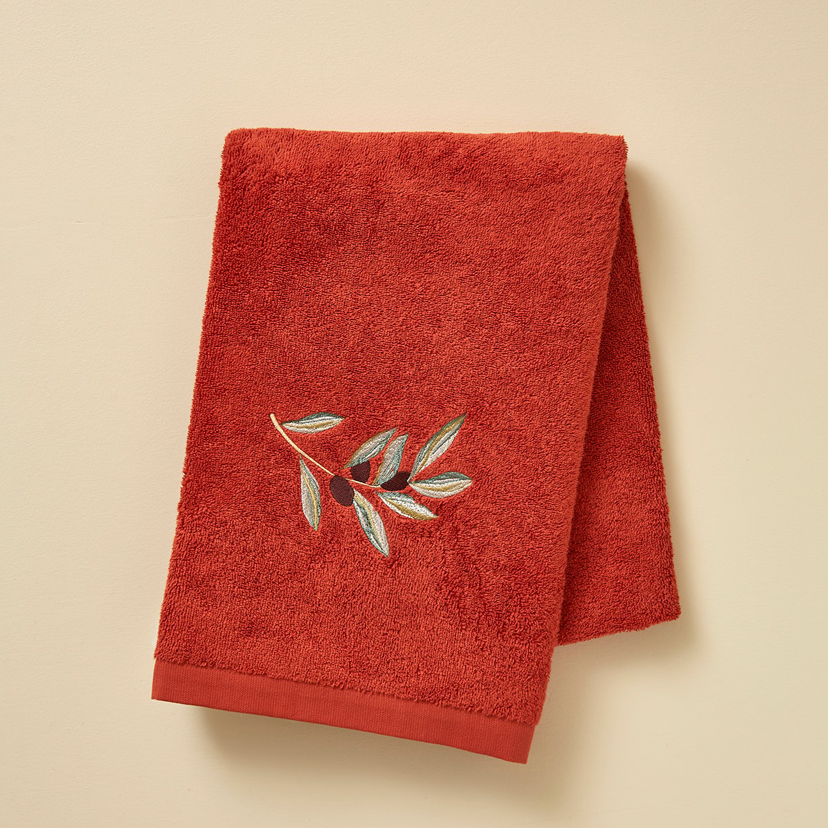 Drap de douche OLIVERAIE terre cuite, SYLVIE THIRIEZ
