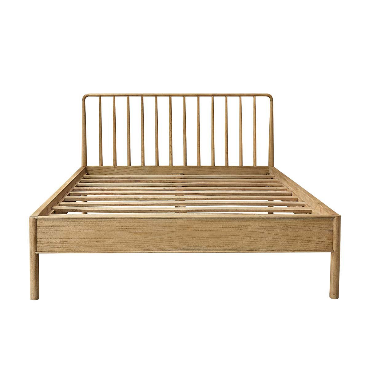 Lit en bois mindi massif 160 cm avec sommier ESMEE naturel, BERAH GETAH