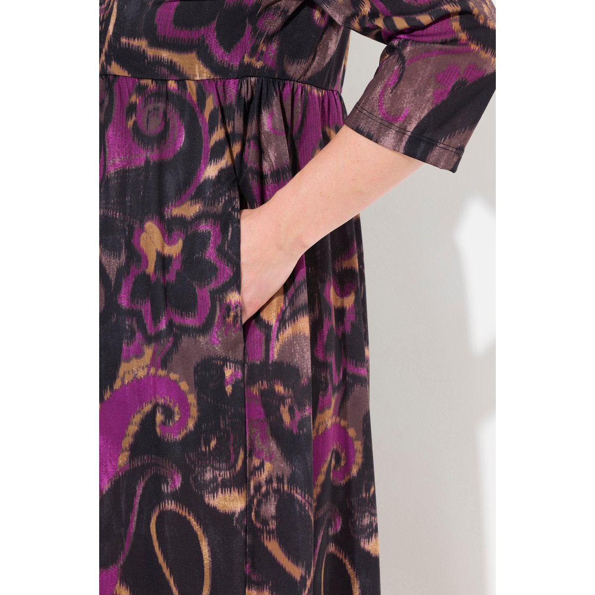 Robe maxi en jersey toucher coton cerise noire, ULLA POPKEN