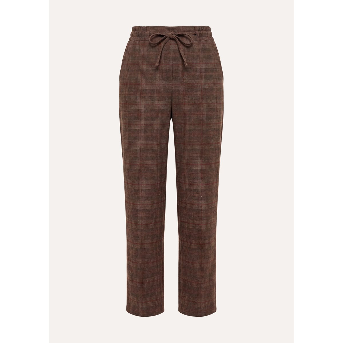 Pantalon carotte à carreaux taille élastique rouille, LA FEE MARABOUTEE