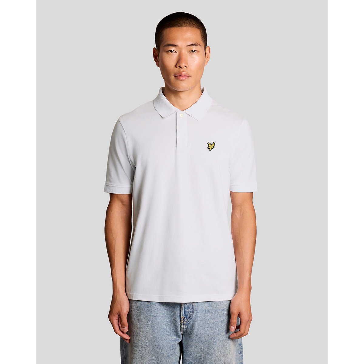 Polo jacquard à liserés contrastés blanc, LYLE & SCOTT