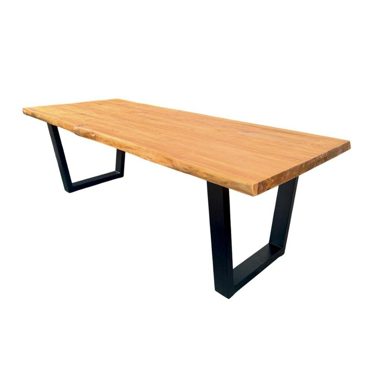 Table à manger bois de teck recyclé, pieds en U 240 cm TIMOR bois naturel, PIER IMPORT