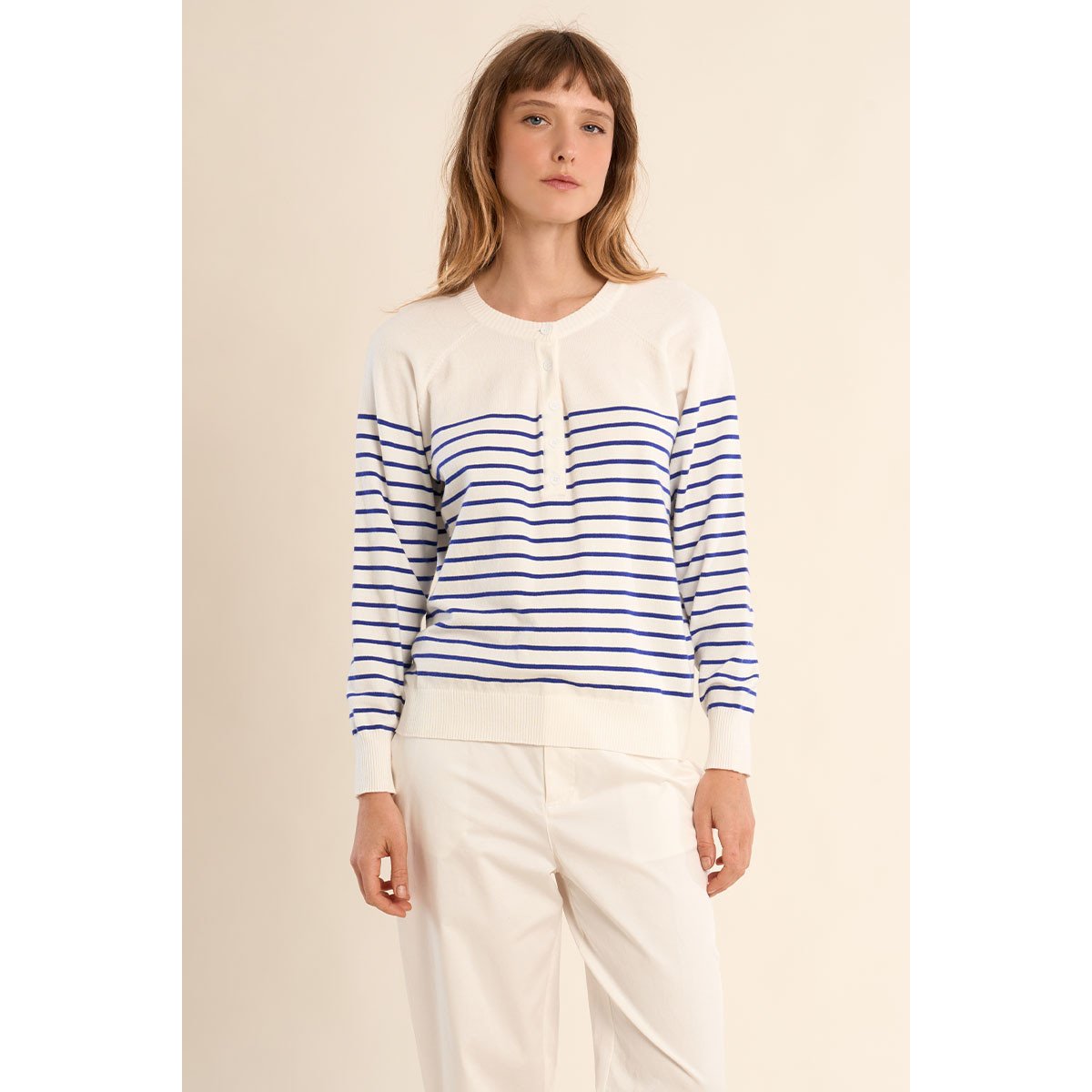 Sous-pull rayé offwhite/blue, MOLLY BRACKEN