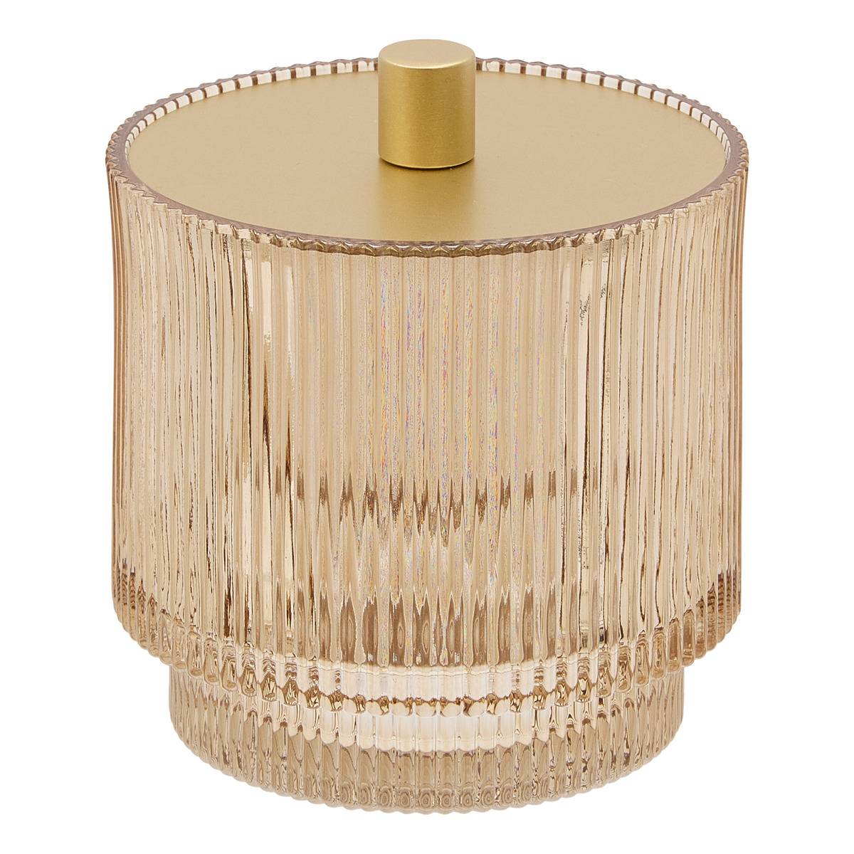Pot à coton rond en verre SOLIS ambre, 5FIVE SIMPLY SMART