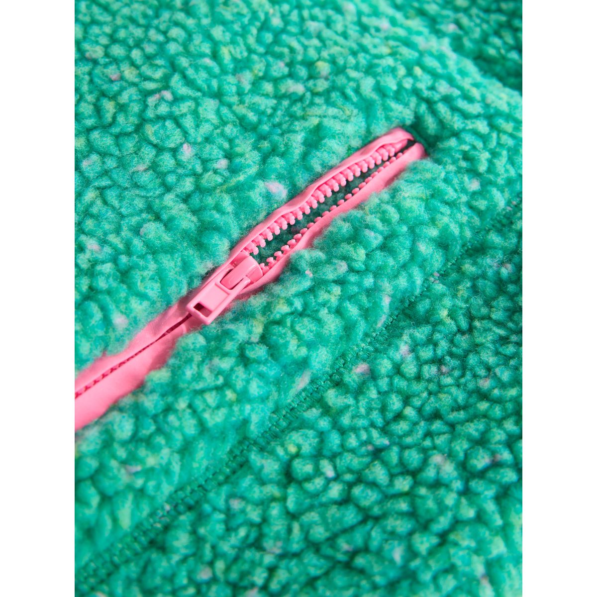 Veste en imitation mouton à col zippé vert/rose, NEXT