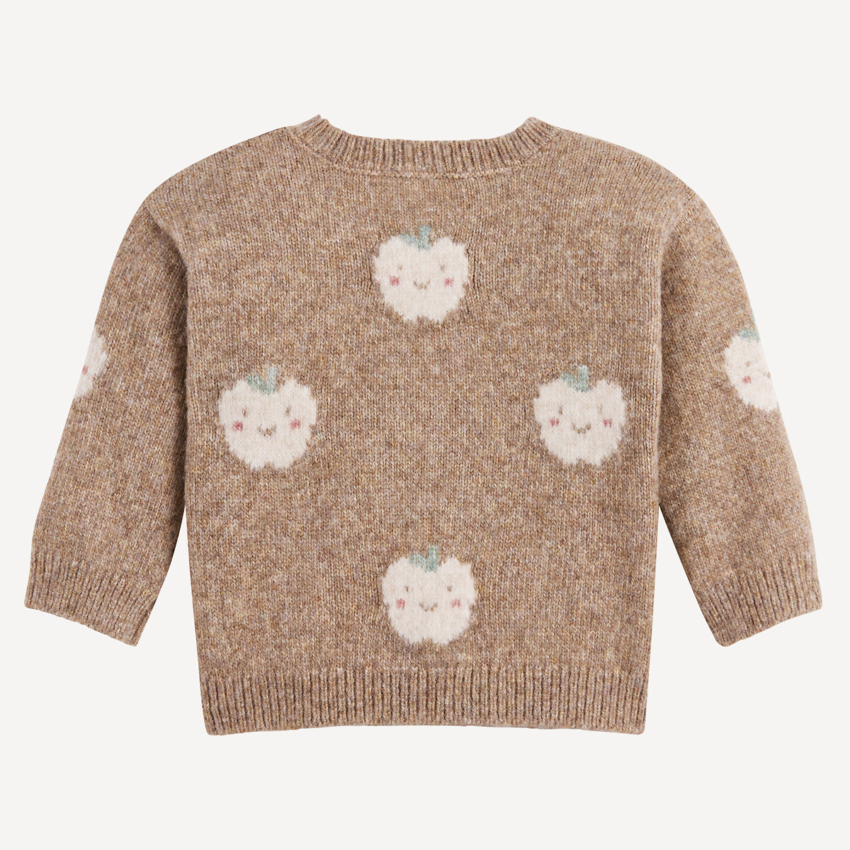 Apple Print Jumper in Chunky Jacquard Knit camel, LA REDOUTE COLLECTIONS
