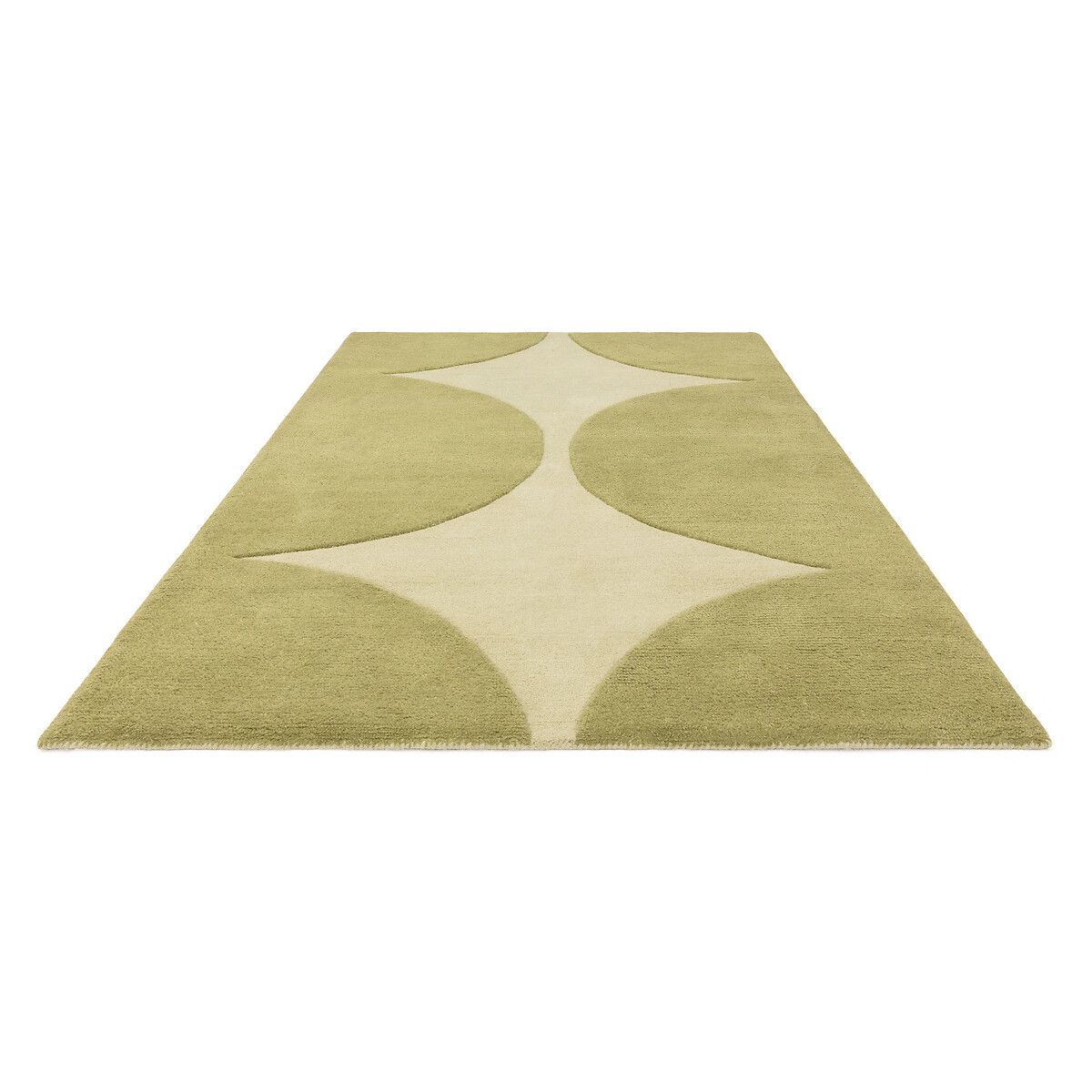 Abstract Scallopped Pattern Rug in 100% Wool green, ÉDITÉ