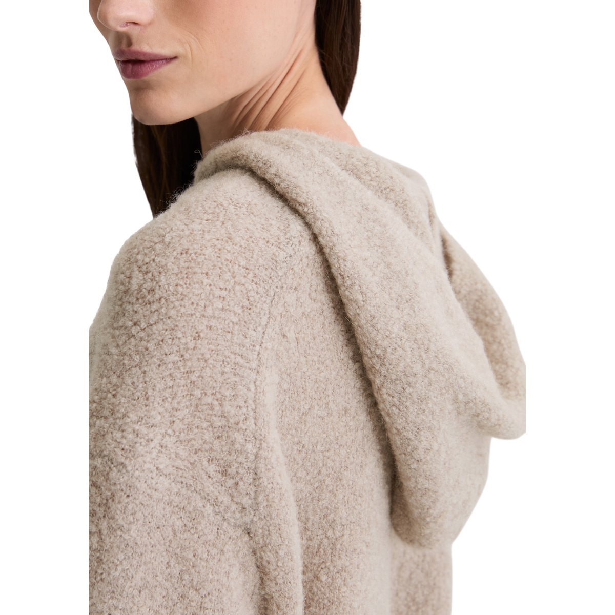 Hoodie en bouclette loose en mélange de laine vierge et de laine d'alpaga gris clair, MARC O'POLO