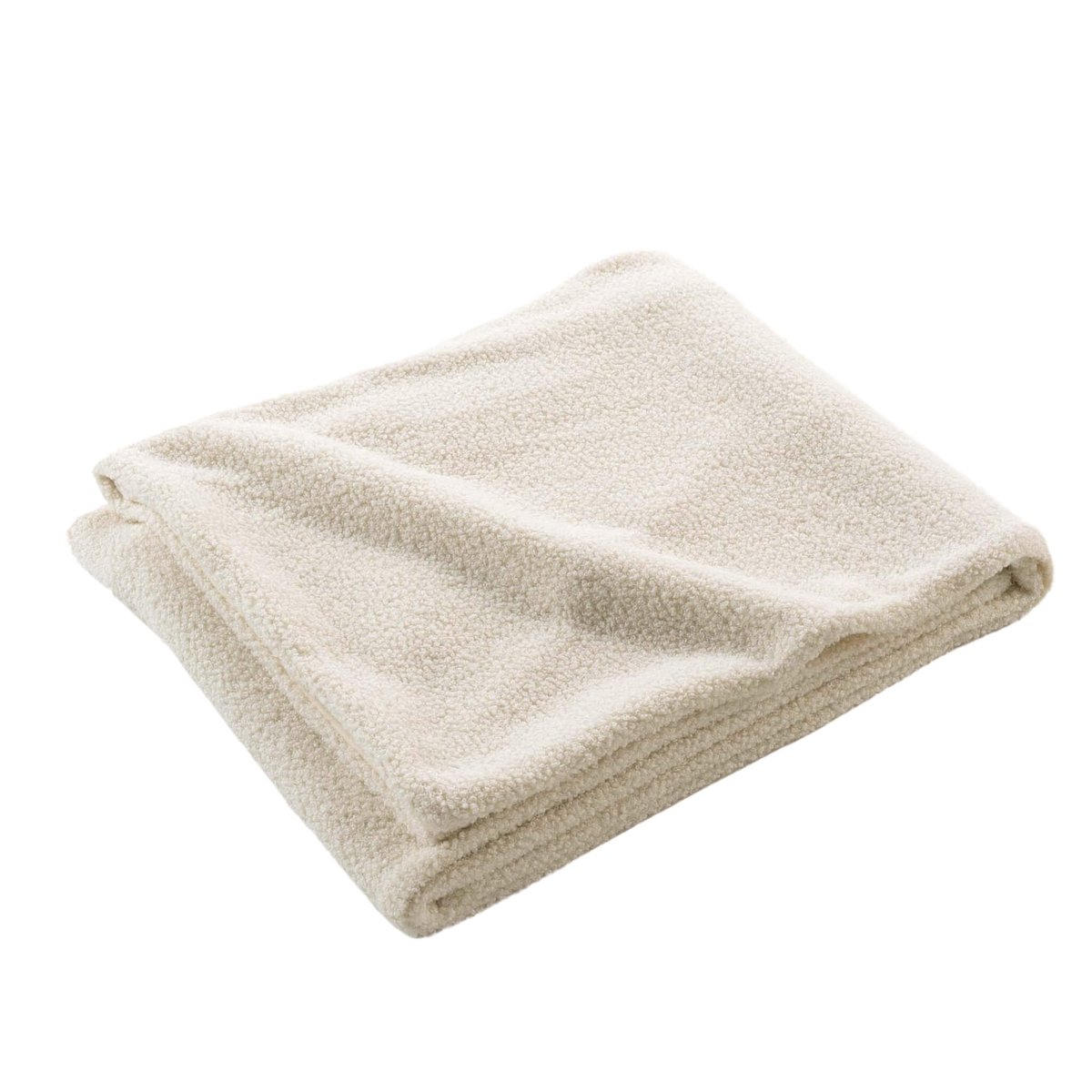 Plaid bouclette unie Wooly naturel, DOUCEUR D'INTÉRIEUR