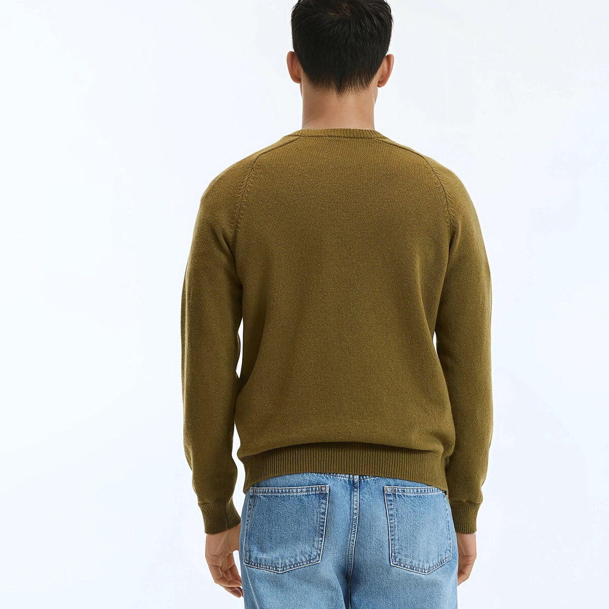 Pull col rond lambswool, Signature, ELIOT vert mousse, LA REDOUTE COLLECTIONS