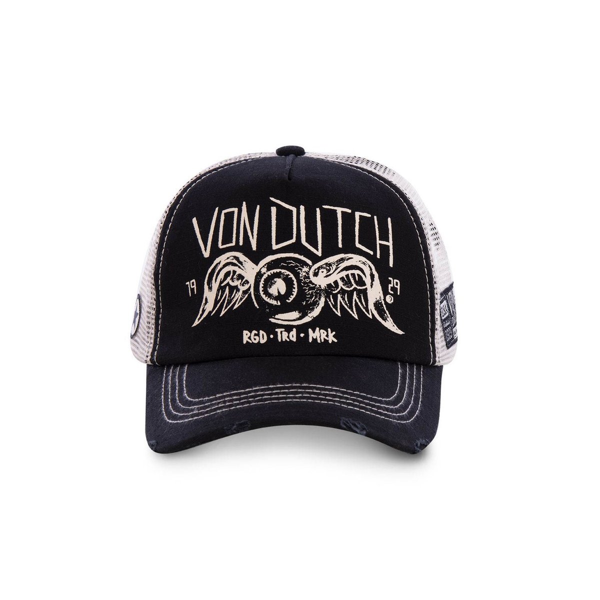 Casquette Trucker avec filet Crew noir/beige, VON DUTCH