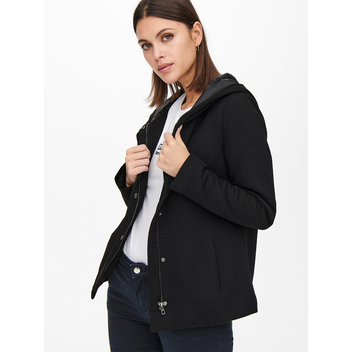 Blouson à capuche noir, ONLY