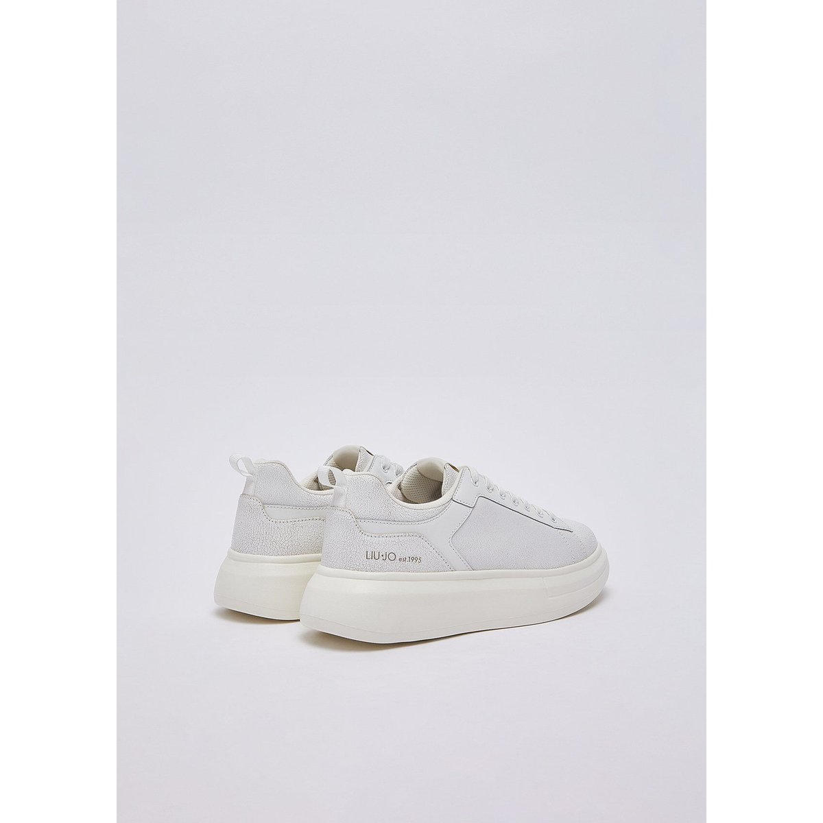 Sneakers plateforme en crackle blanc, LIU JO