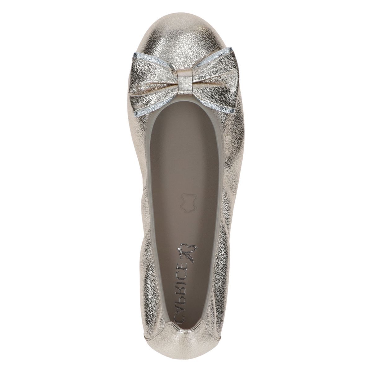 Ballerine en cuir multicolore gris platine métallique, CAPRICE