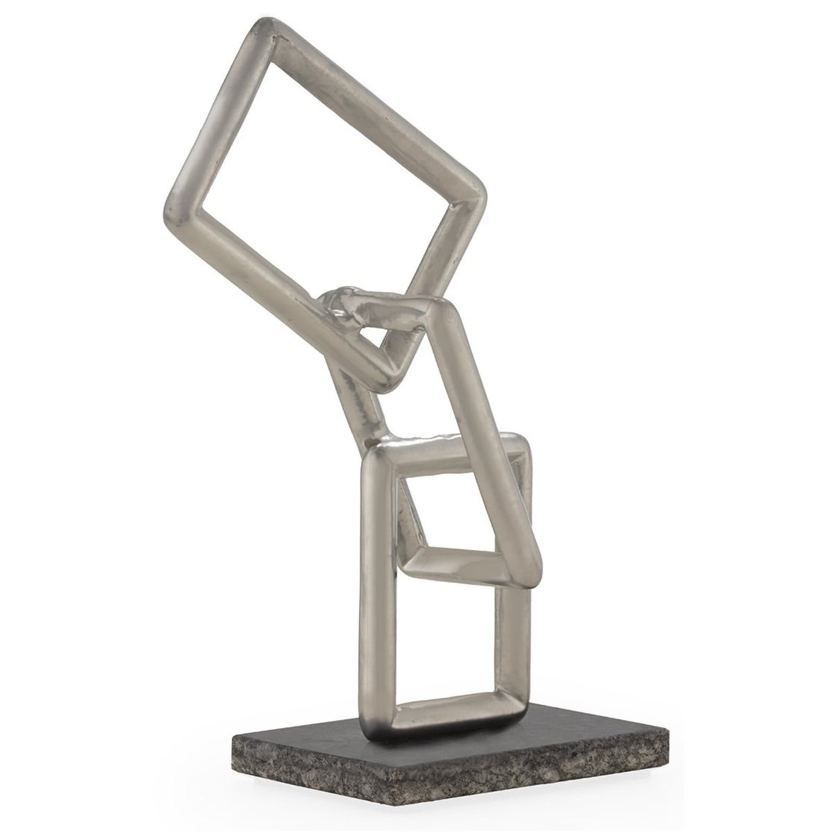 Sculpture abstraite en métal et marbre nickel et noir, RECOLLECTION