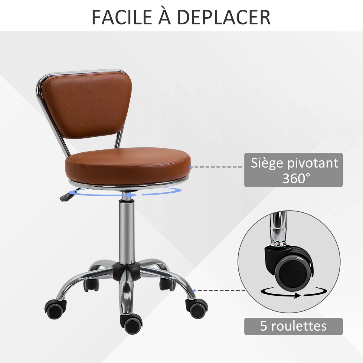 Tabouret de salon marron, HOMCOM